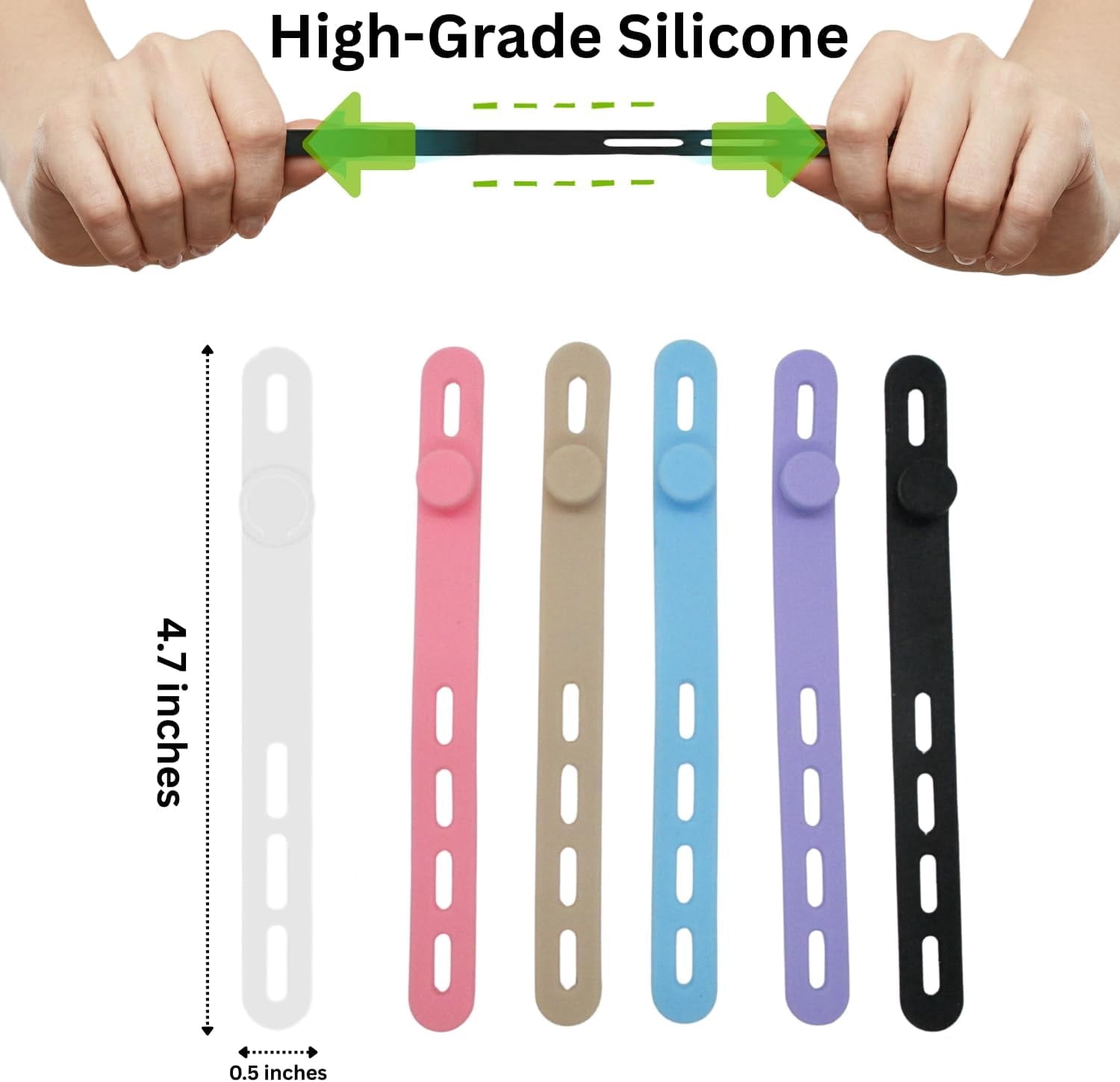Reusable Silicone Cable Ties Pack of 24 Adjustable Cord Organizer Straps, Flexible Wire Management Bands, Multi-Color... - Image 6