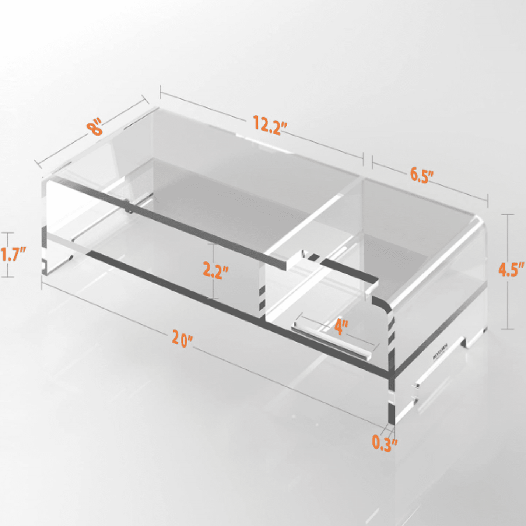 for Full Keyboard, 20" Wide 2-Tier Riser with Storage Shelf and Phone Holder, Desktop Organizer for Laptop, Printer, ... - Image 5