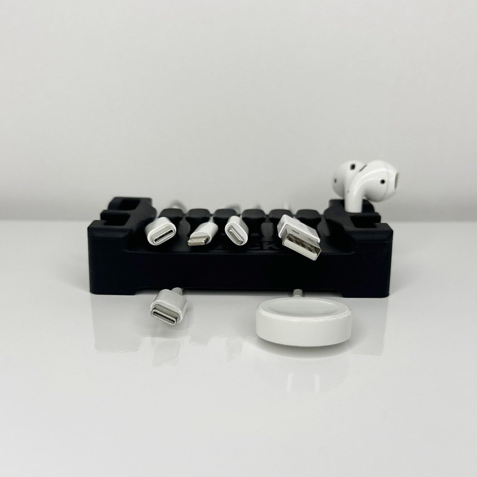 DeskBrick Silicone + Steel-Weighted Cord Holder for Desk. Weighted Cord Organizer & Cable Management for Desktop. Use... - Image 4