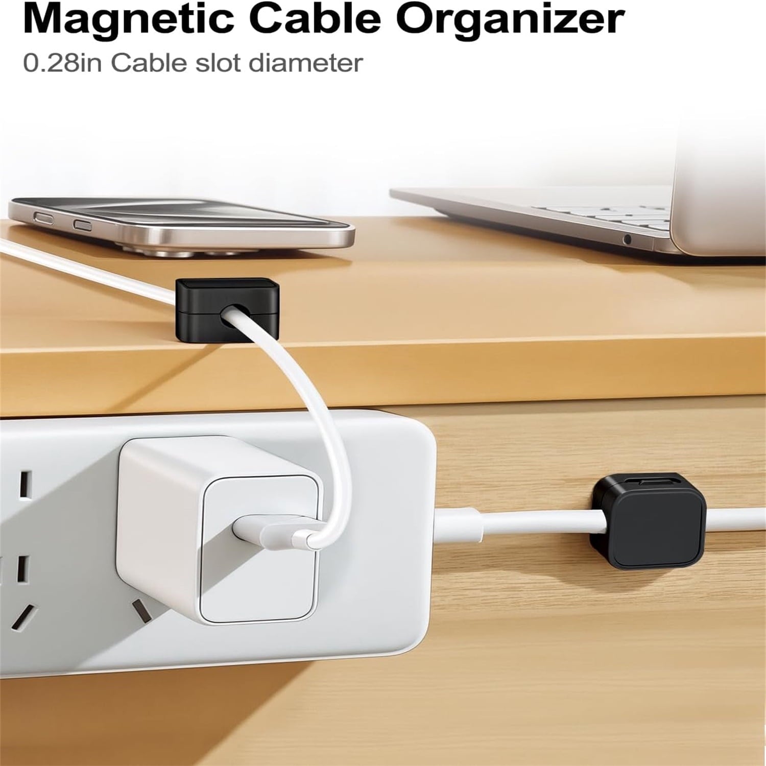 Magnetic Cord Clips Wire & Cable Organizers, Black & White, 18 pack - Image 4