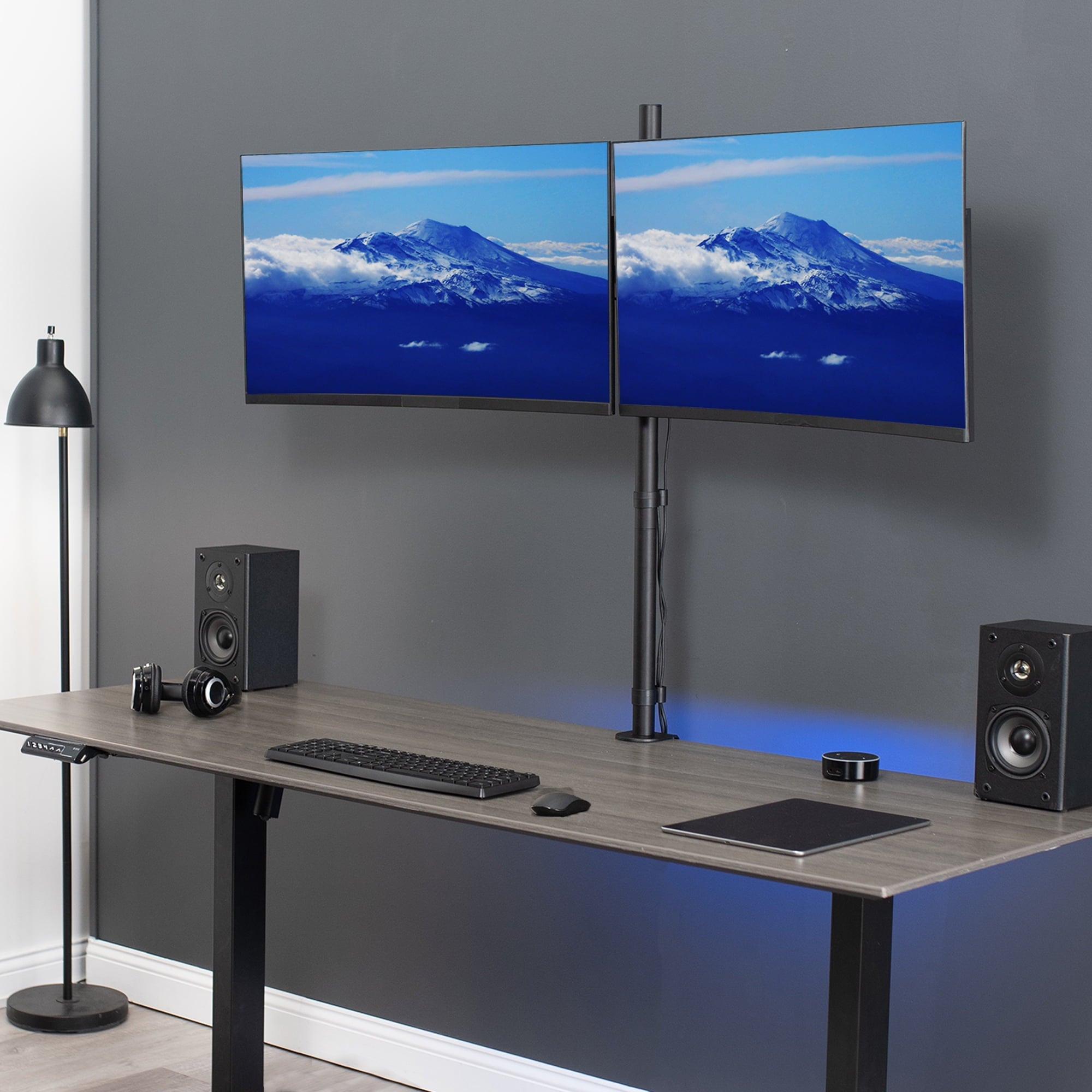 VIVO Dual Monitor Desk Mount Extra Tall Adjustable Stand for up to 32" Screens - Image 2
