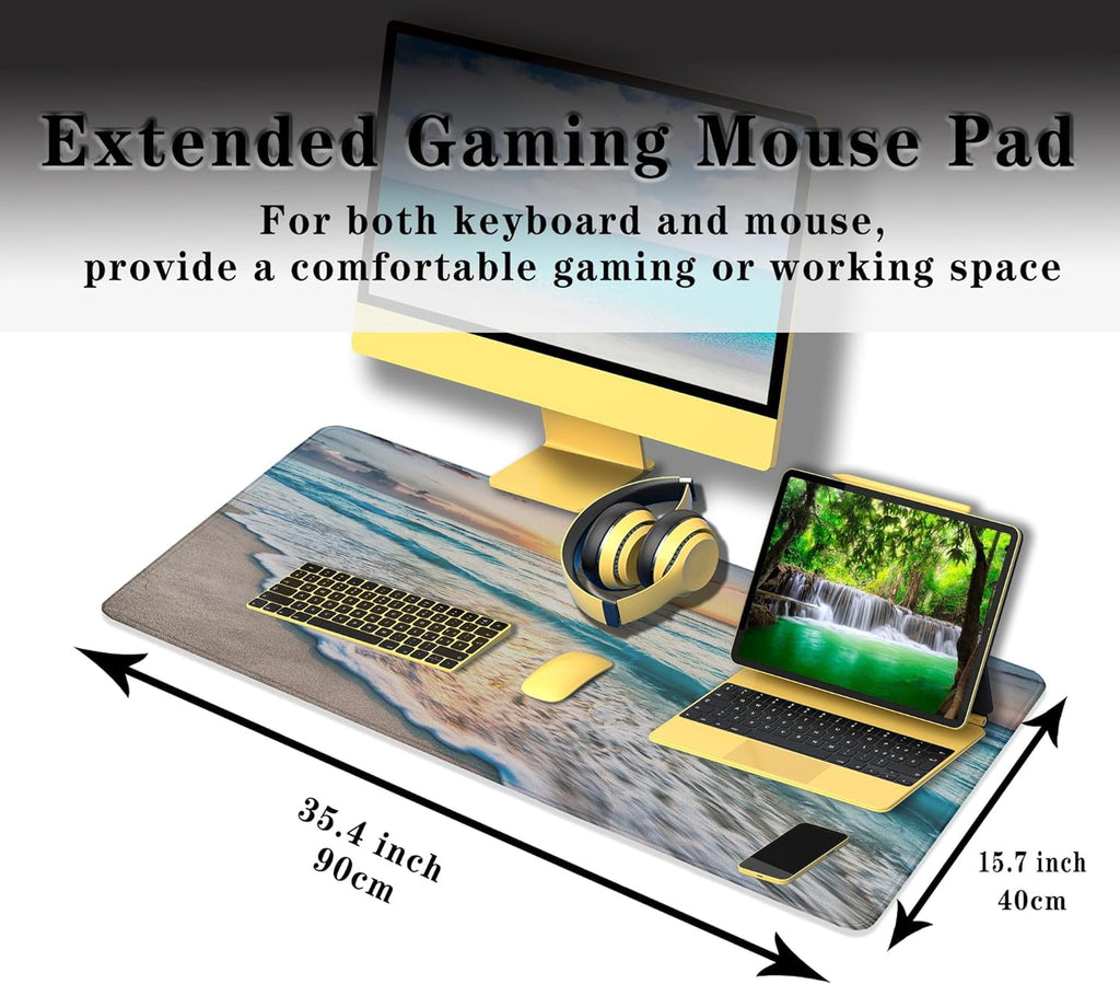 Keyboard Mats Desk Accessories Kit Gaming Mousepad Big Mouse Pads Pc Desk Mat Full Desk Mat Waterproof Non-Slip Rubber Base 35.4" X 15.7" fo - Image 3