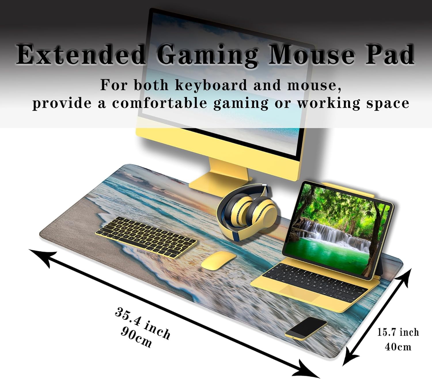 Keyboard Mats Desk Accessories Kit Gaming Mousepad Big Mouse Pads Pc Desk Mat Full Desk Mat Waterproof Non-Slip Rubber Base 35.4" X 15.7" fo - Image 3