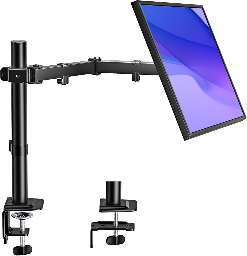Single Monitor Stand for 17"32" Screens, Fully Adjustable Monitor Arm Desk Mount up to 22 lb, C-Clamp & Grommet Base,...