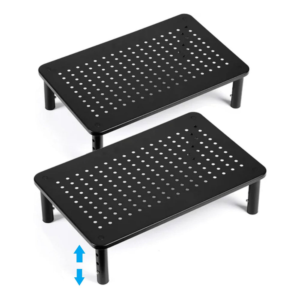 Behome 2 Pack Monitor Stand, Desk Monitor Riser 3 Height Adjustable, Laptop Riser with Airflow Vents, Desktop Stand f...