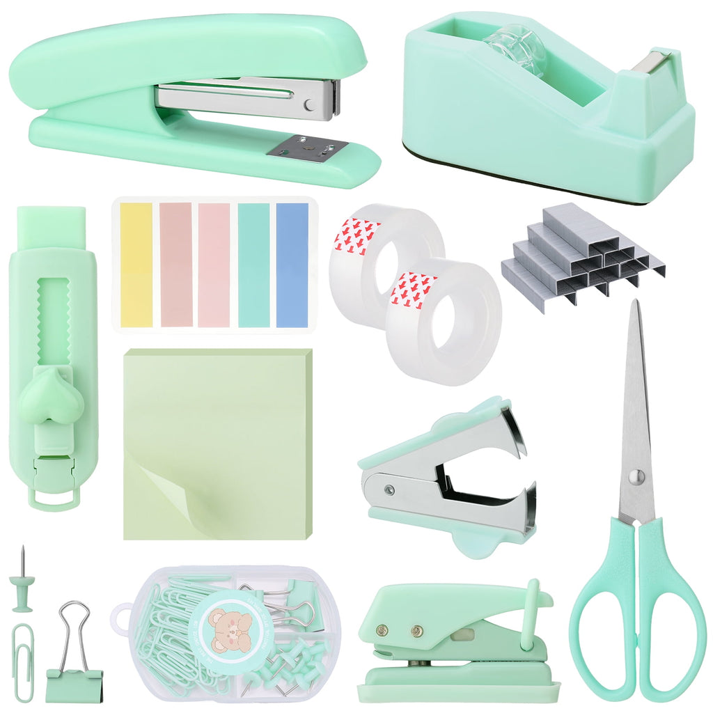 13-in-1 Office Supplies Set & Desk Organizer Kit, Premium Stapler, Tape Dispenser, 1000 Staples, Scissors, Paper/Bind...