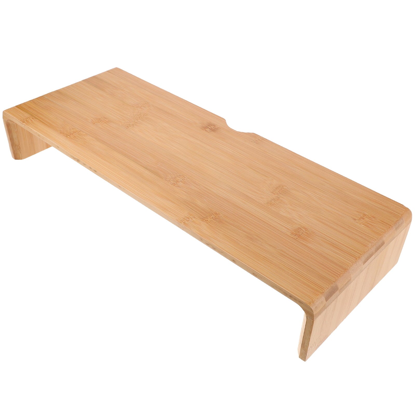 Beige Bamboo Monitor Riser Stand for Storage and Comfortable Viewing